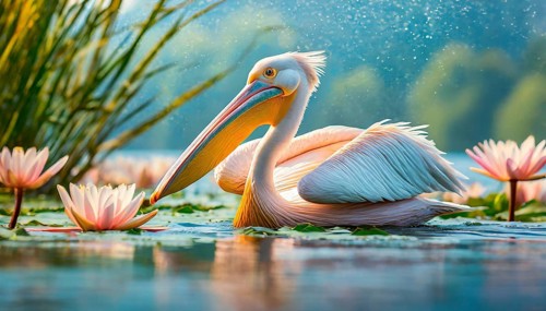 Ai generated, animal, animals, bird, birds, biotope, habitat, one, individual, swims, waters,