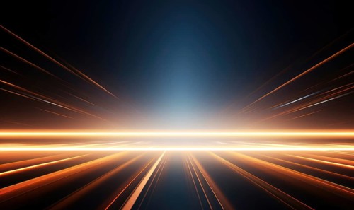 Abstract technology background with blue and red glowing lines and bokeh AI generated