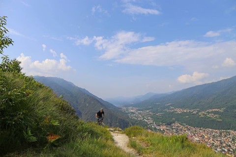 Mountain bikers on a trail in Val Grande near Lake Maggiore