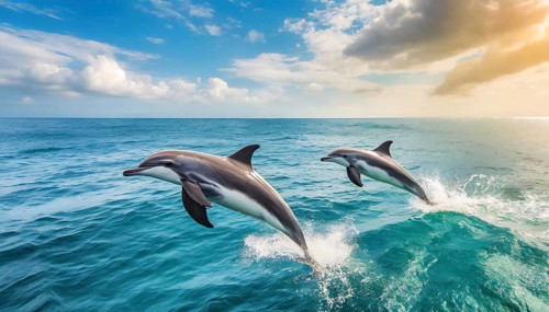 AI generated, animal, animals, mammal, mammals, biotope, habitat, two, foraging, wildlife, dolphin,