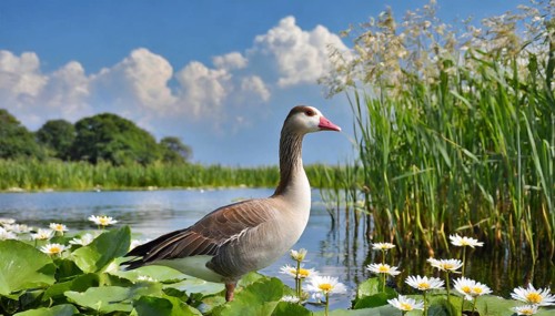 Ai generated, animal, animals, bird, birds, biotope, habitat, an, individual, swims, waters, reeds,