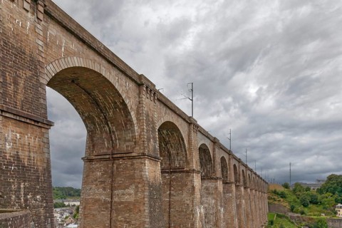 Viaduc de Morlaix, viaduct, circular arch bridge with two storeys, Morlaix, Finistere, Brittany,