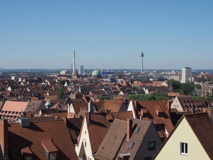Aerial view of Nuernberg, Germany, Europe
