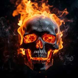 Spooky and scary burning skull on a dark background. Perfect for Halloween or horror-themed