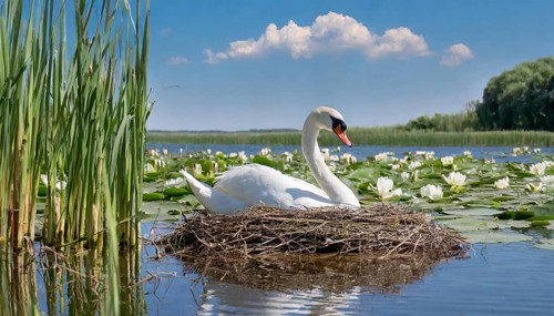 Ai generated, animal, animals, bird, birds, biotope, habitat, a, individual, water, reed, water