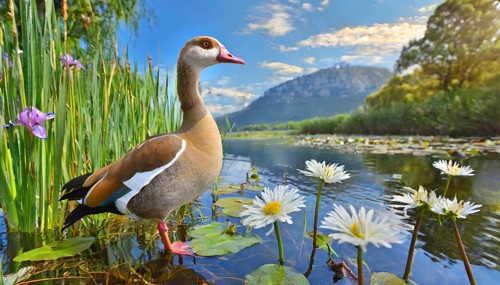 Ai generated, animal, animals, bird, birds, biotope, habitat, a, individual, swims, waters, reeds,