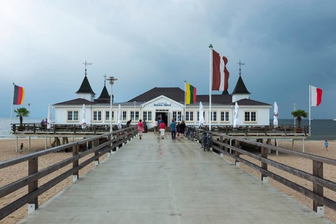 Pier at the lido of Ahlbeck, travel, summer holiday, tourism, Baltic Sea, Baltic Sea coast, lido,