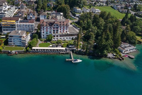 Vitznau with Hotel Vitznauerhof, Lake Lucerne, Canton of Lucerne, Switzerland, Vitznau, Lake