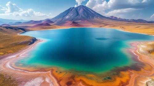 Salt lake for lithium extraction in South America, AI generated