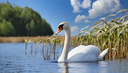 Ai generated, animal, animals, bird, birds, biotope, habitat, one, individual, swims, waters,