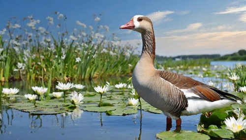 Ai generated, animal, animals, bird, birds, biotope, habitat, an, individual, swims, waters, reeds,