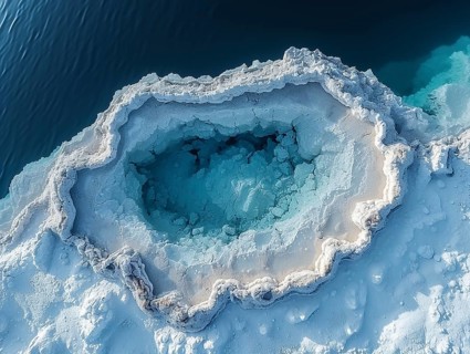 Lithium mining in a white salt lake in South America, AI generated