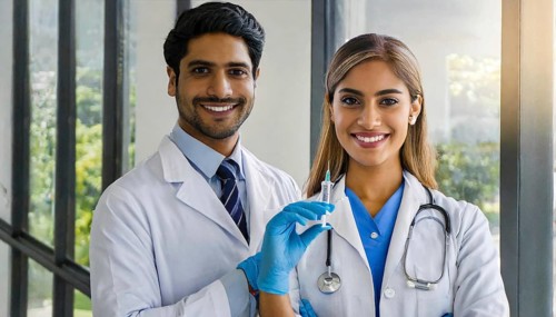 Ai generated, RF, woman, woman, man, men, doctor, female doctor, two, 30-35, years, attractive,
