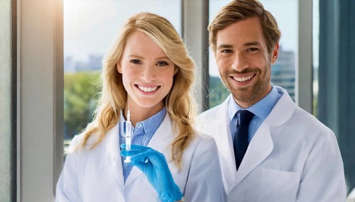 Ai generated, RF, woman, woman, man, men, doctor, female doctor, two, 30-35, years, attractive,