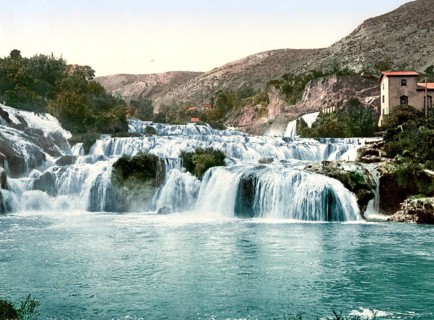 Sebenico, Sibenik, lower falls of the Kerka, Dalmatia, former Austro-Hungary, today Croatia, c.