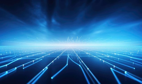 Abstract technology background with connecting dots and lines. Network concept AI generated