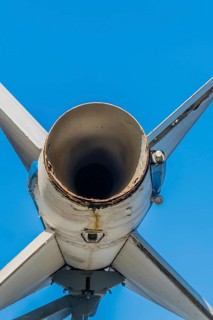 Exhaust and fins of surface-to-air missile on display at public park