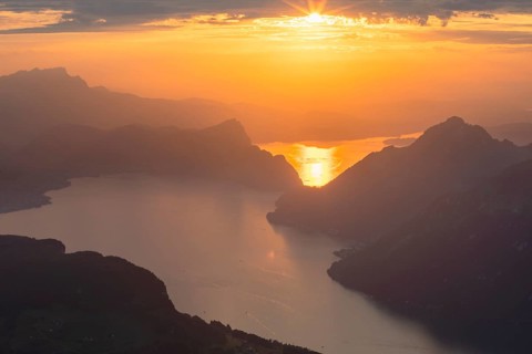 View from Fronalpstock to Lake Lucerne, Schwyz, Switzerland, Fronalpstock, Lake Lucerne, Schwyz,