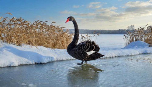 KI generated, animal, animals, bird, birds, biotope, habitat, one, individual, water, reed, blue