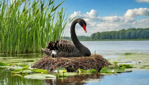 KI generated, animal, animals, bird, birds, biotope, habitat, one, individual, water, reed, blue