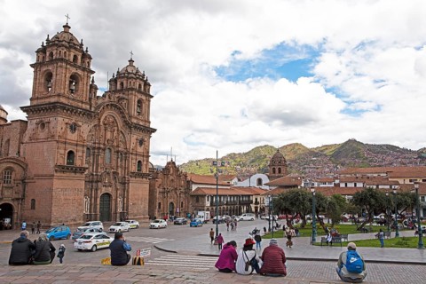 Historic Jesuit church Iglesia de la Compania de Jesus at the Plaza de Armas, historic centre,