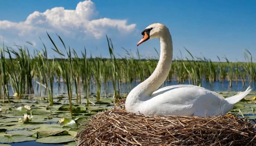 Ai generated, animal, animals, bird, birds, biotope, habitat, a, individual, water, reed, water
