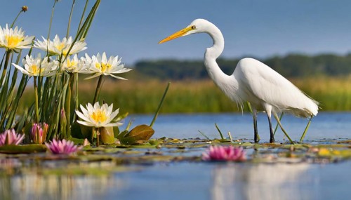 KI generated, animal, animals, bird, birds, biotope, habitat, one, individual, water, reeds, water