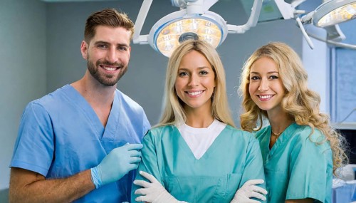 AI generated, RF, woman, woman, man, doctor, doctor team, team, 30, years, attractive, attractive,