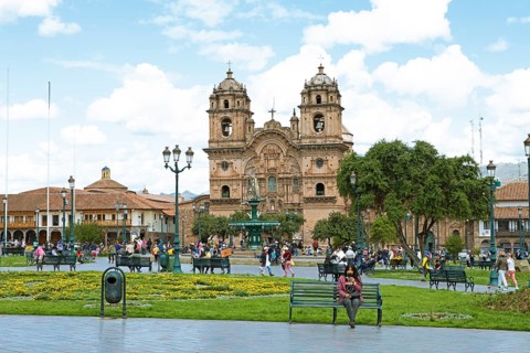 Historic Jesuit church Iglesia de la Compania de Jesus at the Plaza de Armas, historic centre,