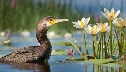 Ai generated, animal, animals, bird, birds, biotope, habitat, an, individual, swims, waters, reeds,