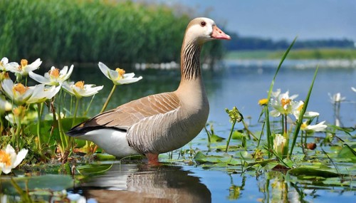 Ai generated, animal, animals, bird, birds, biotope, habitat, an, individual, swims, waters, reeds,