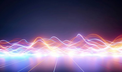 Abstract background with red and blue lines on the left and right AI generated