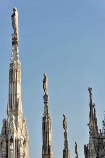 Towers, Milan Cathedral, Duomo, start of construction 1386, completion 1858, Milan, Milano,