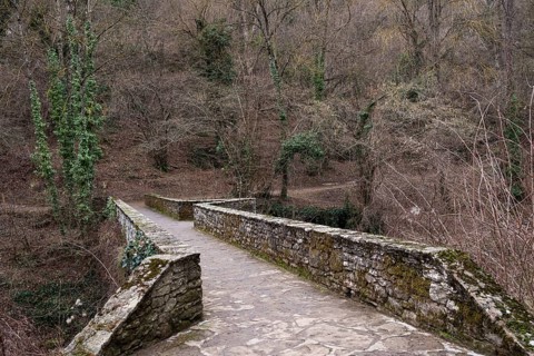 Can Vicari bridge in the town of Rupit in Catalonia in Spain