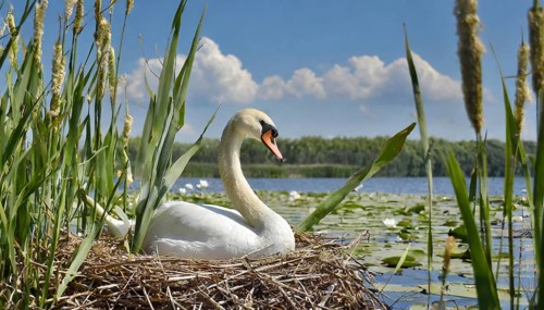 Ai generated, animal, animals, bird, birds, biotope, habitat, a, individual, water, reed, water