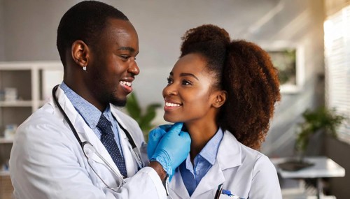 AI generated, RF, woman, woman, man, men, doctor, female doctor, two, 30-35, years, attractive,