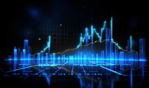 Stock market graph on digital screen. Business and financial concept AI generated