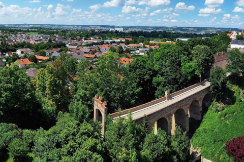 Aerial view of Dingolfing with a view of the historic town centre. Dingolfing, Lower Bavaria,