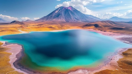 Salt lake for lithium extraction in South America, AI generated
