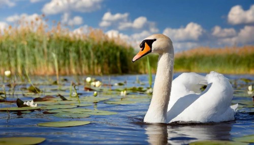 Ai generated, animal, animals, bird, birds, biotope, habitat, one, individual, swims, waters,