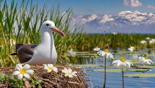 Ai generated, animal, animals, bird, birds, biotope, habitat, a, individual, swims, waters, reeds,