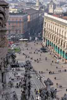 View from the roof, Milan Cathedral, Duomo, start of construction 1386, completion 1858, Milan,