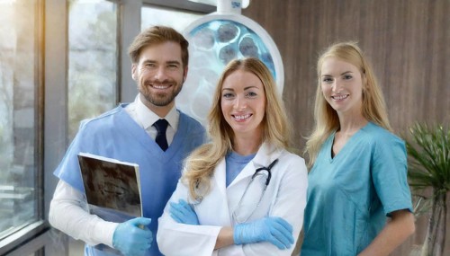 KI generated, RF, woman, woman, man, doctor, medical, medical team, team, 30+, years, attractive,