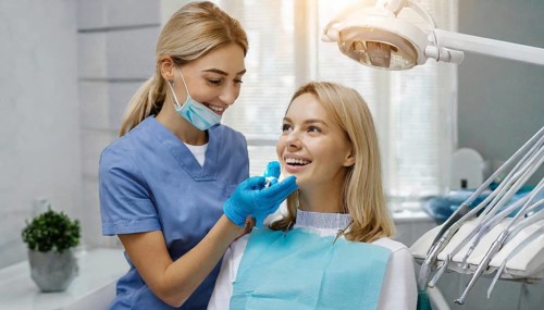 AI generated, woman, woman, dentist, dentist, 30, 35, blonde, blonde, treated, a young woman,