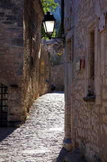 Les Baux-de-Provence Light-flooded alley, Provence, France, Europe