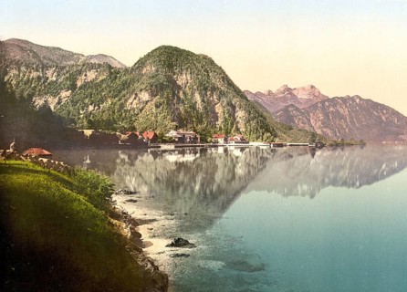 Weissenbach am Attersee, Austria, c. 1890, Historic, digitally restored reproduction from a 19th