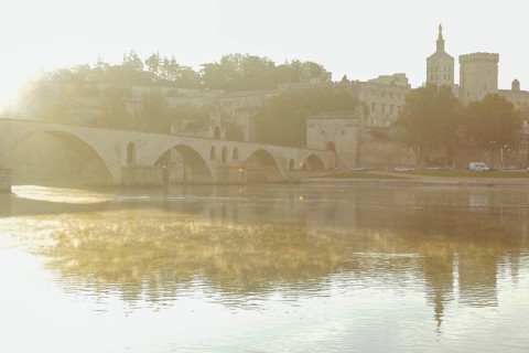 Pont St.-Benetzet and Papast Palace at sunrise, Avignon, Provence, France, Europe