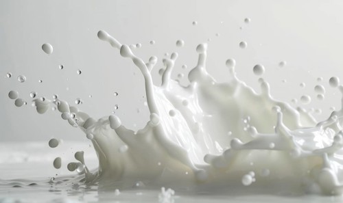 Splashing milk on white background close up. pours milk AI generated