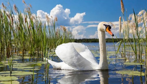 Ai generated, animal, animals, bird, birds, biotope, habitat, one, individual, swims, waters,