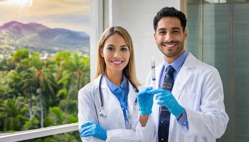 Ai generated, RF, woman, woman, man, men, doctor, female doctor, two, 30-35, years, attractive,